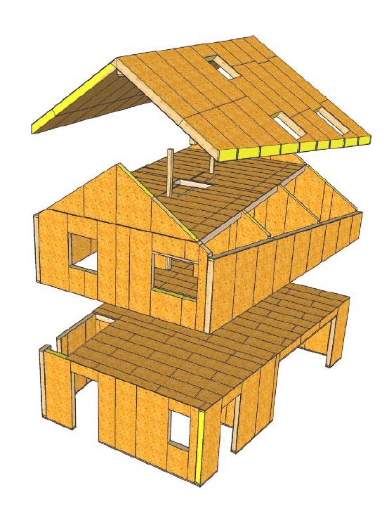 A SIP építési rendszerrel egyszerűen, felesleges hő-hidak nélkül megoldhatók a padlózatok, a külső falak, közfalak és a tetők egyaránt.